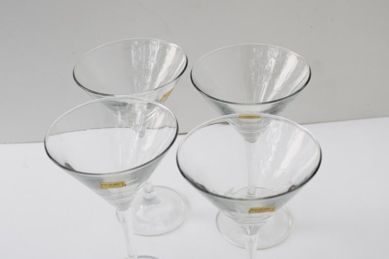 photo of vintage French glass barware martini cocktail glasses, Luminarc - France label #4