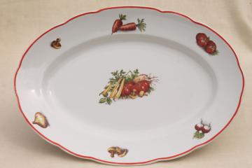 catalog photo of vintage French kitchen china vegetable platter, Luneville Badonviller faience pottery