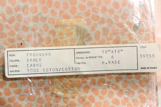 photo of vintage French label print cotton napkins in original package, Nydel France #3