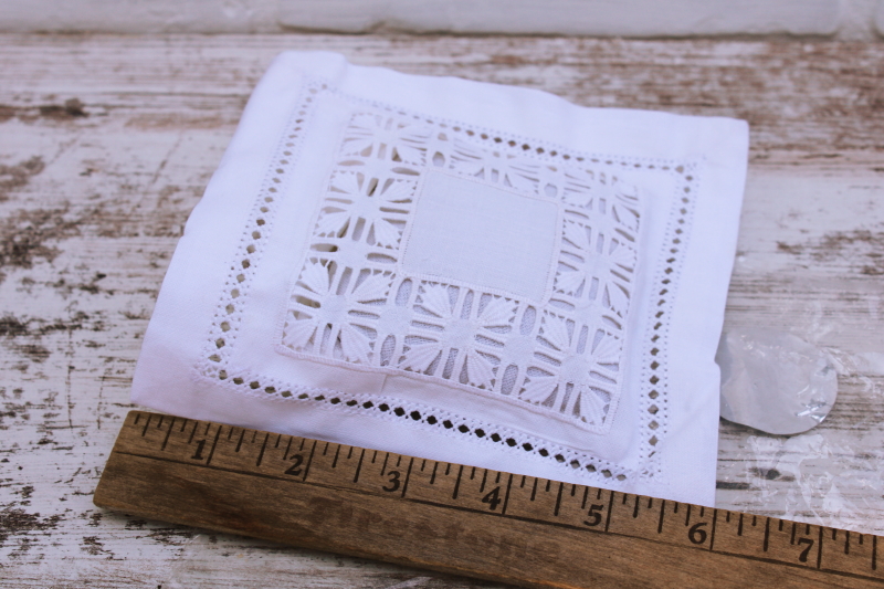 photo of vintage French lavender sachet, white cotton lace embroidery lavender bag for linen closet or lingerie drawer #4