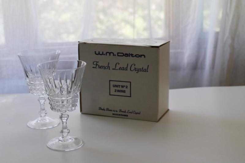 photo of vintage French lead crystal wine glass goblets, Dalton Cristal d'Arques Verite #1