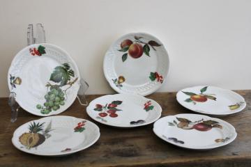 catalog photo of vintage French porcelain dessert fruit & cheese plates w/ different fruit designs