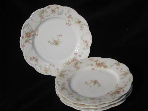 photo of vintage French porcelain plates, old pink floral Haviland - Limoges France china #1