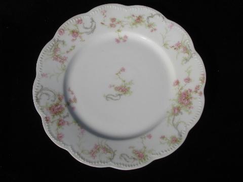 photo of vintage French porcelain plates, old pink floral Haviland - Limoges France china #2