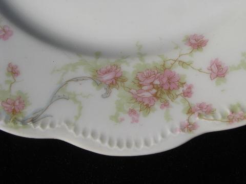 photo of vintage French porcelain plates, old pink floral Haviland - Limoges France china #3