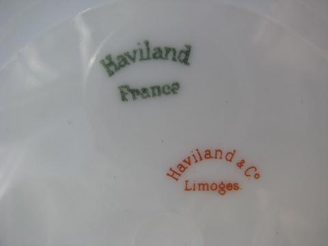 photo of vintage French porcelain plates, old pink floral Haviland - Limoges France china #4