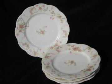 catalog photo of vintage French porcelain plates, old pink floral Haviland - Limoges France china