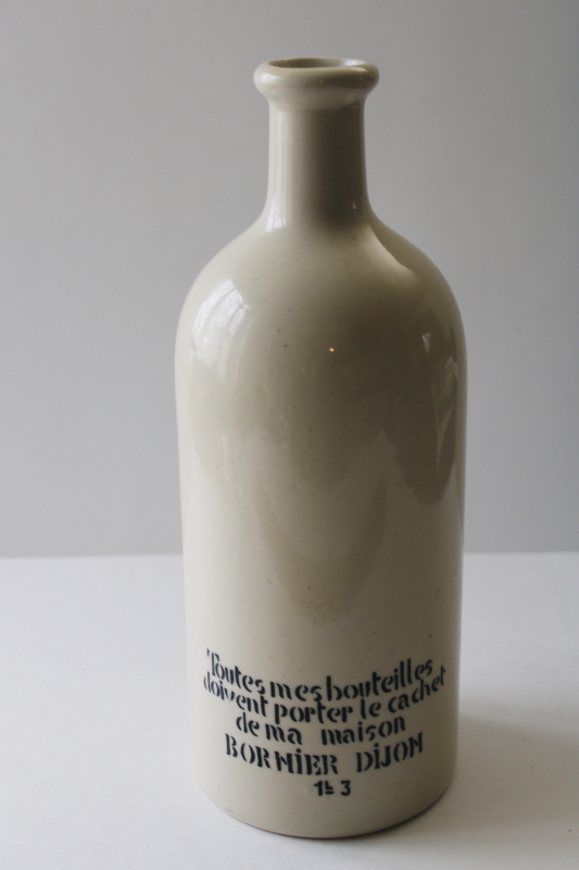 photo of vintage French stoneware bottle marked for Fauchon Burgundy wine vinegar, Bormier Dijon  #3