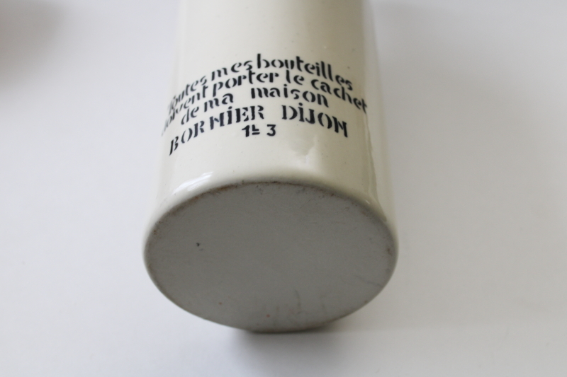 photo of vintage French stoneware bottle marked for Fauchon Burgundy wine vinegar, Bormier Dijon  #6
