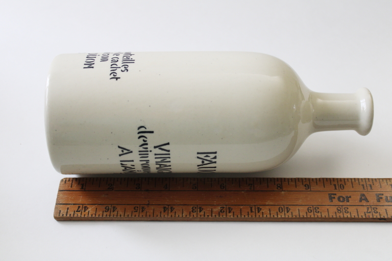 photo of vintage French stoneware bottle marked for Fauchon Burgundy wine vinegar, Bormier Dijon  #7