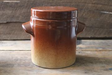 vintage French stoneware canister, confit pot or salt jar, crock for olives or preserves 