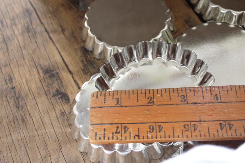 photo of vintage French tartlet pans, set of heavy steel fluted tart baking pans made in France #5