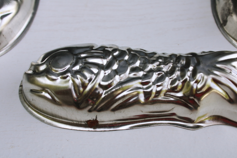 photo of vintage French tin molds, fish shaped molds for aspic, jello, chocolate, small cakes? #5