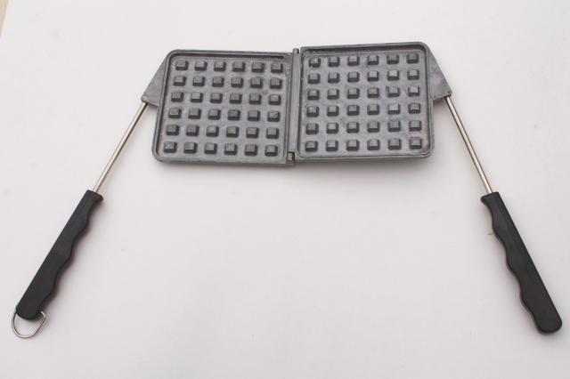 photo of vintage French waffler, stove top toaster waffle iron for toasting bread #5