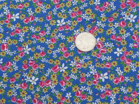 photo of vintage Fruit of the Loom cotton fabric, tiny flowers calico print #1