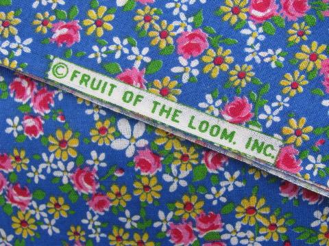 photo of vintage Fruit of the Loom cotton fabric, tiny flowers calico print #2