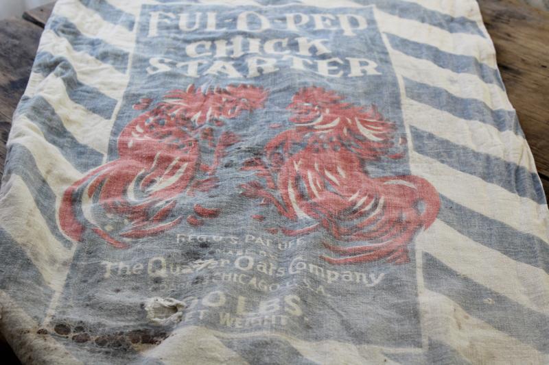 photo of vintage Ful-O-Pep chick starter feed sack bag, old cotton feedsack w/ rooster #1