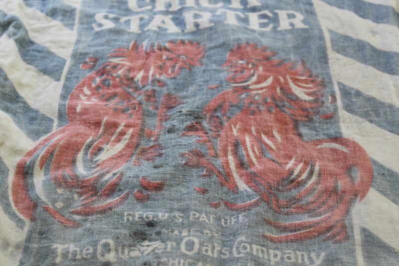 photo of vintage Ful-O-Pep chick starter feed sack bag, old cotton feedsack w/ rooster #7