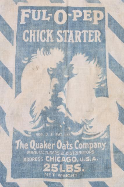 photo of vintage Ful-O-Pep chicken mash feed sack bag, old cotton feedsack w/ rooster #2