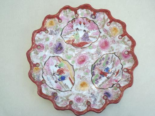 photo of vintage Geisha girl china condiment bowls & tray, hand-painted Made in Japan #4