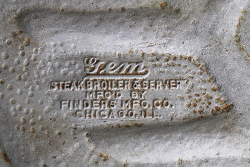 photo of vintage Gem steak broiler and server platter, cast aluminum pan w/ drippings well  #6