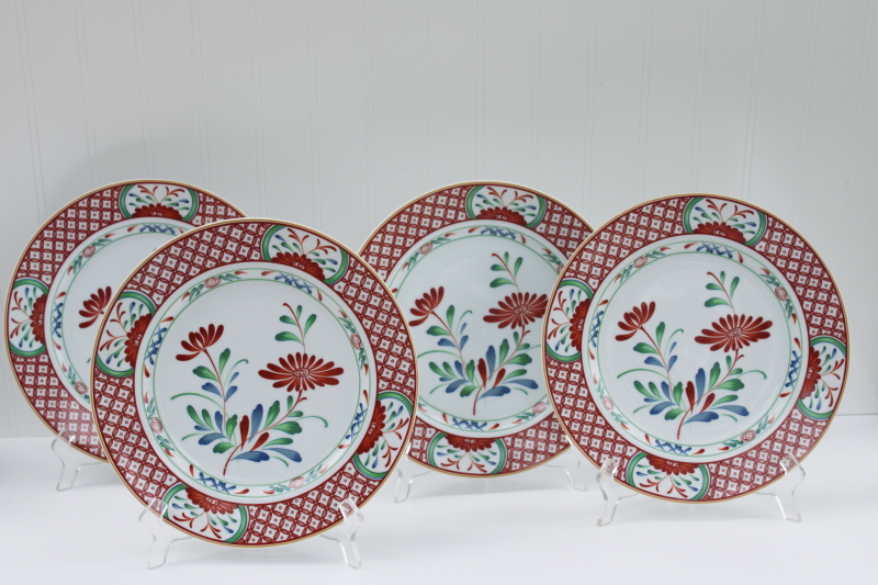 photo of vintage Georges Briard Imari style porcelain dinner plates, Flowers of Seto china made in Japan #1
