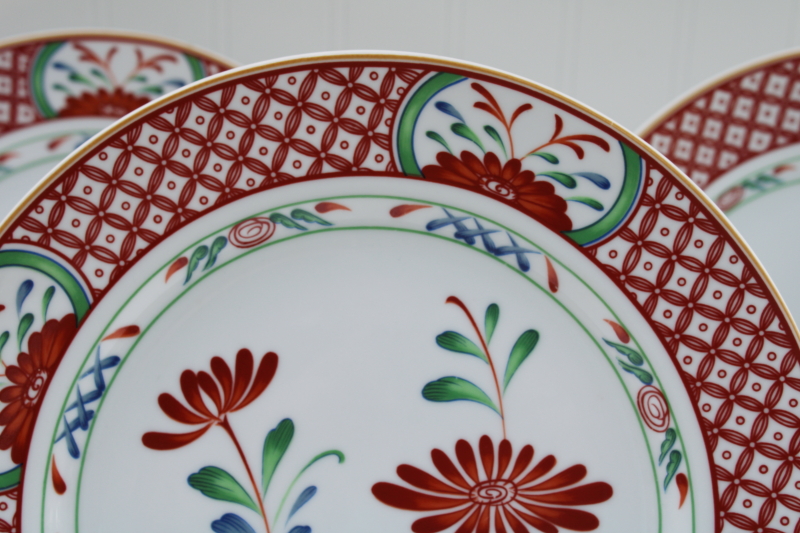 photo of vintage Georges Briard Imari style porcelain dinner plates, Flowers of Seto china made in Japan #2