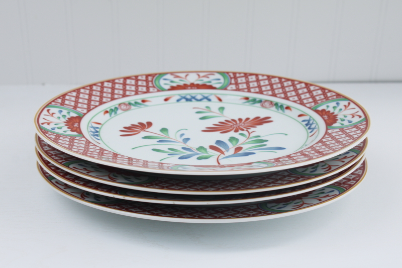 photo of vintage Georges Briard Imari style porcelain dinner plates, Flowers of Seto china made in Japan #7