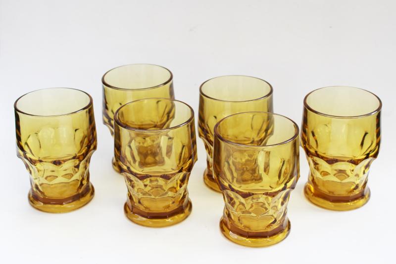 photo of vintage Georgian honeycomb amber glass tumblers, old fashioned glasses set of 6 #1