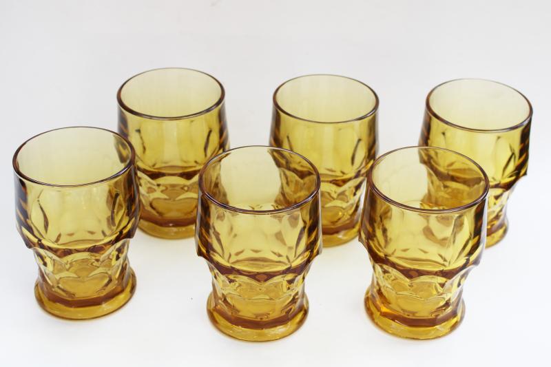photo of vintage Georgian honeycomb amber glass tumblers, old fashioned glasses set of 6 #3