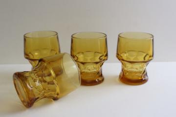 catalog photo of vintage Georgian pattern glass drinking glasses, amber glass tumblers