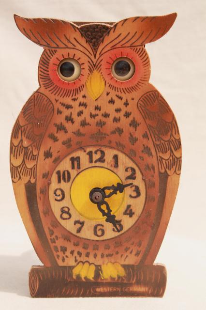 photo of vintage German black forest owl animated clock moving eyes cuckoo clock  #1