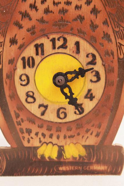 photo of vintage German black forest owl animated clock moving eyes cuckoo clock  #3