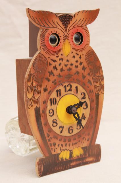 photo of vintage German black forest owl animated clock moving eyes cuckoo clock  #9