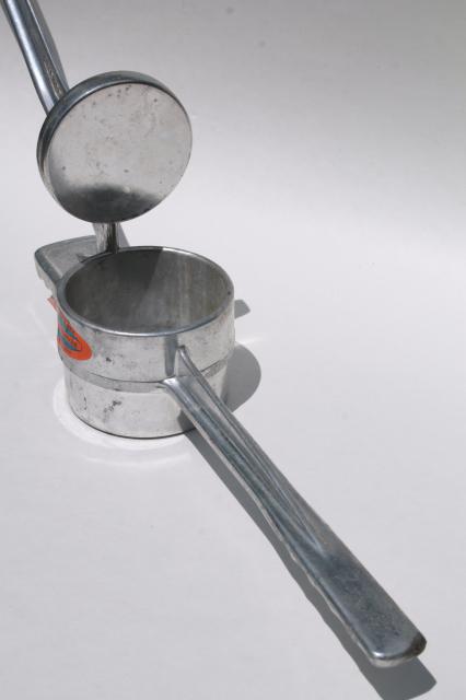 photo of vintage German spatzle noodle dumpling press, Palmer cast aluminum specialty kitchen tool #4