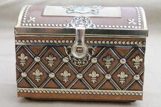 photo of vintage German tin box treasure chest candy container marked Western Germany #3