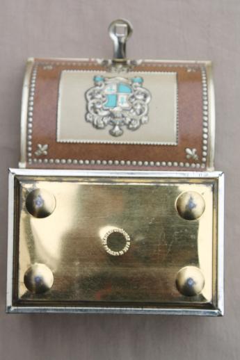 photo of vintage German tin box treasure chest candy container marked Western Germany #9