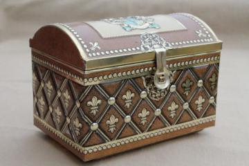 catalog photo of vintage German tin box treasure chest candy container marked Western Germany
