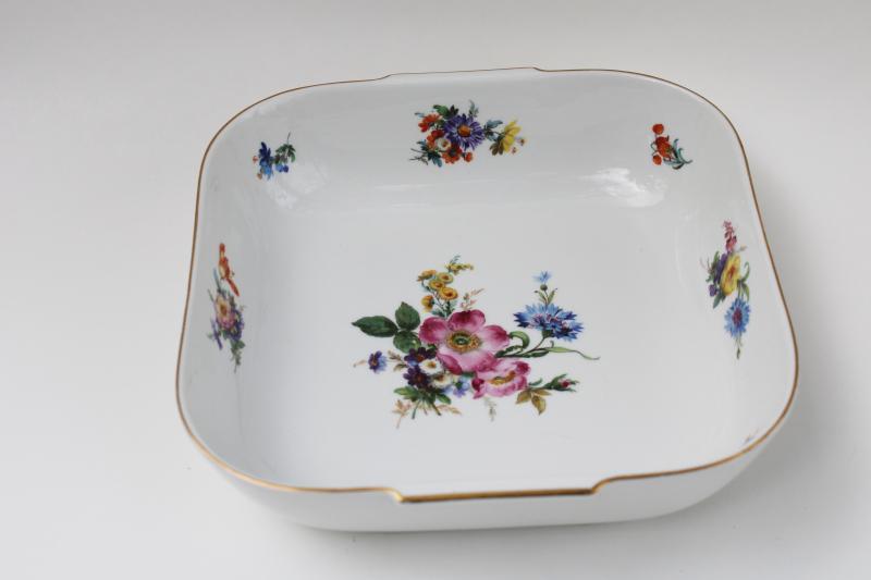 photo of vintage Germany US Zone Rosenthal china square serving bowl Helena Dresden floral #1