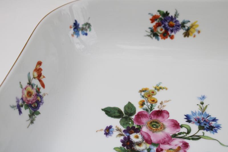 photo of vintage Germany US Zone Rosenthal china square serving bowl Helena Dresden floral #2