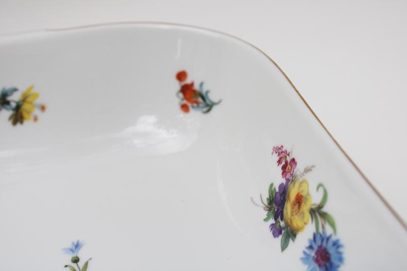 photo of vintage Germany US Zone Rosenthal china square serving bowl Helena Dresden floral #3