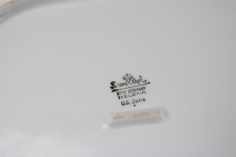 photo of vintage Germany US Zone Rosenthal china square serving bowl Helena Dresden floral #5