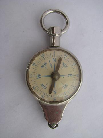 photo of vintage Germany cartography tool, inches to miles map counter gauge w/ compass #3