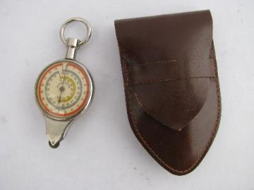 catalog photo of vintage Germany cartography tool, inches to miles map counter gauge w/ compass