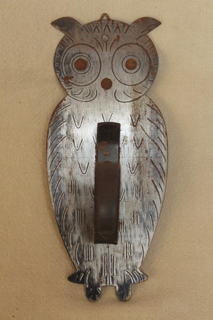 photo of vintage Germany metal owl wall hook or plant hanger, boho bohemian decor #2