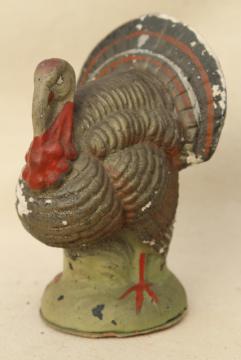 catalog photo of vintage Germany papier mache holiday decoration, Thanksgiving or Christmas turkey