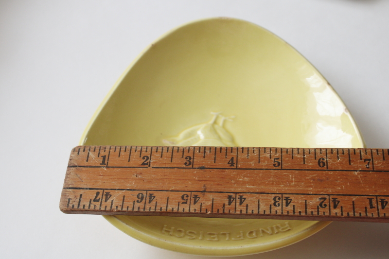 photo of vintage Germany pottery bowl w/ baby chick, Rindfleisch eat beef embossed motto  #5