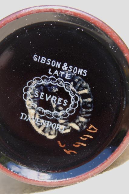 photo of vintage Gibson & Sons Late Davenport Sevres gold encrusted black china cream & sugar set #9