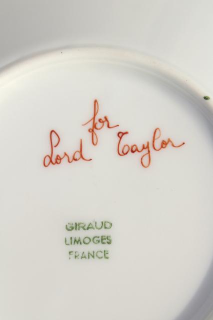 photo of vintage Giraud Limoges porcelain ashtray, gold metal ormolu trimmed dish #8