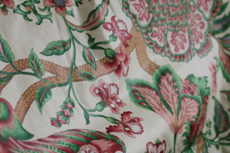 photo of vintage Givenchy polished cotton chintz fabric, pink & green chinoiserie floral #2